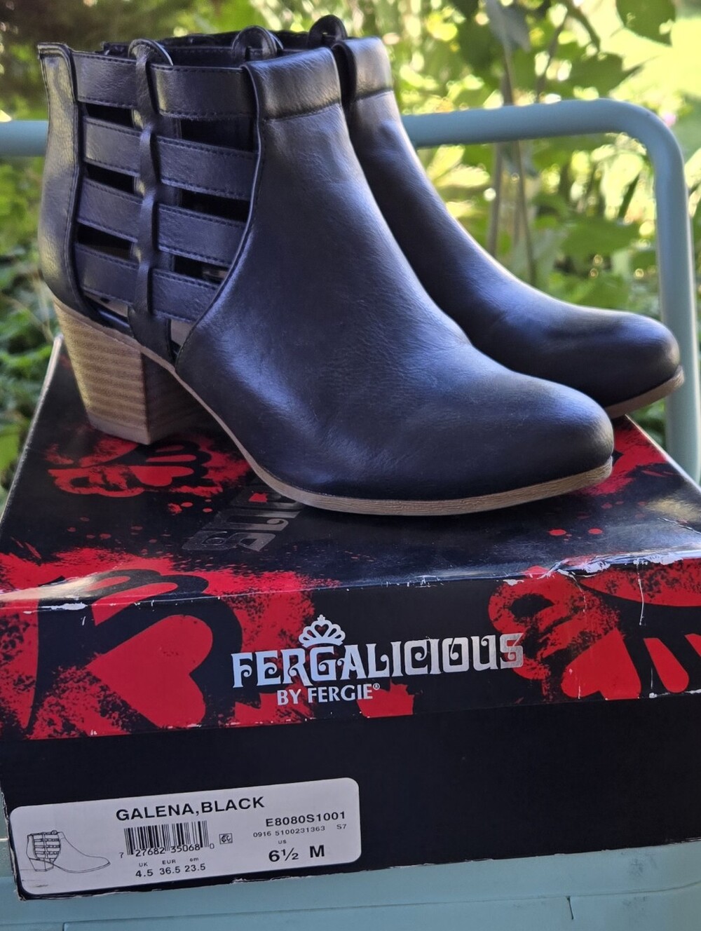 Fergalicious Galena Black Cutout Ankle Booties
